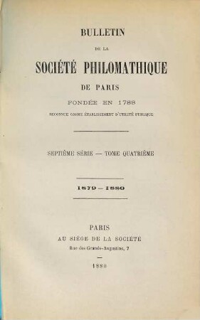 Bulletin. 1879/80 = 7. Sér., T. 4