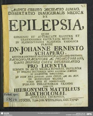 Dissertatio Inauguralis Medica De Epilepsia