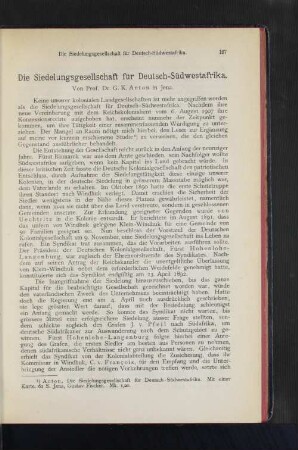 Die Siedlungsgesellschaft für Deutsch-Südwestafrika.