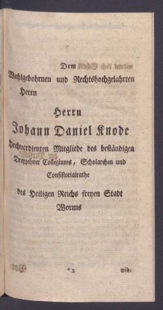 Dem Wohlgebohrnen und ...