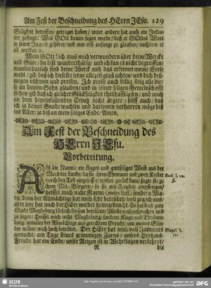 Am Fest der Beschneidung des Herrn Jesu