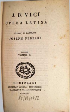 J. B. Vici Opera latina, 2
