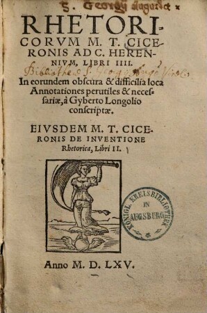 Rhetoricorum M. T. Ciceronis ad C. Herennium libri IIII