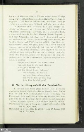 3. Vorbereitungsarbeit der Lehrkräfte