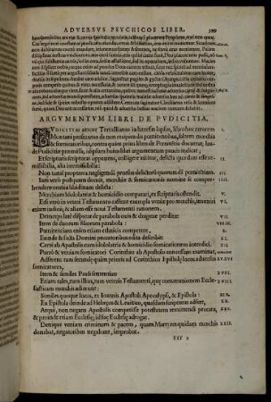 Argumentum Libri De Pudicitia.