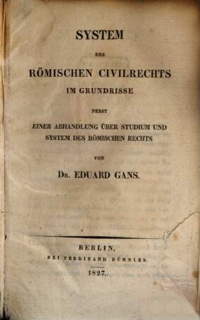 System des Römischen Civilrechts im Grundrisse
