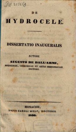 De hydrocele : dissertatio inauguralis