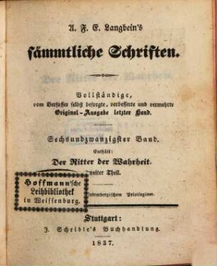 A. F. E. Langbeins prosaische Werke. 21, Der Ritter der Wahrheit ; Theil 2