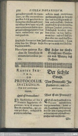 Radius Sextus. De Protocollis, Instrumentis Et Insinuatione