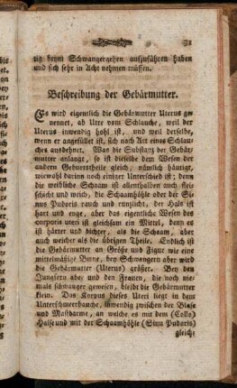 Beschreibung der Gebärmutter.