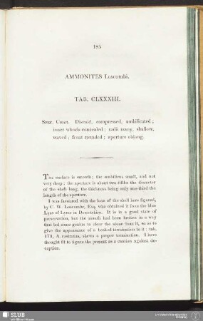 Ammonites Loscombi. Tab. CLXXXIII