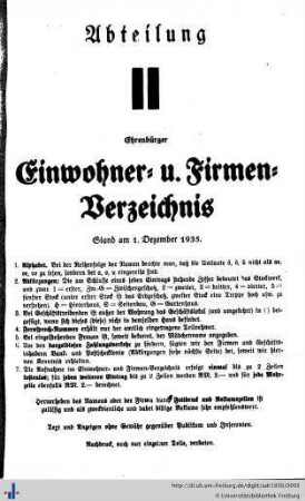 Abteilung II. Einwohner- und Firmenverzeichnis.
