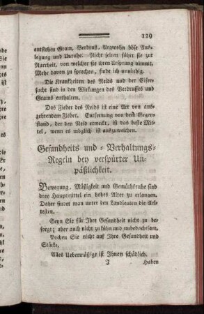 Gesunheits und - Verhaltungs- Regeln bey verspürter Unpäßlichkeit.
