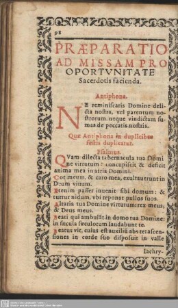 Praeparatio Ad Missam Pro Oportunitate Sacerdotis facienda