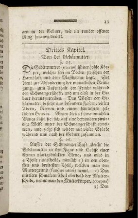 Drittes Kapitel. Von der Gebärmutter.