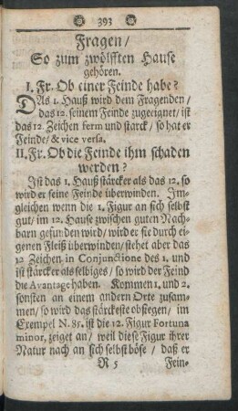 Fragen/ So zum zwölfften Hause gehören