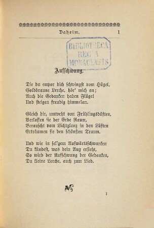 Daheim und Unterwegs : Gedichte