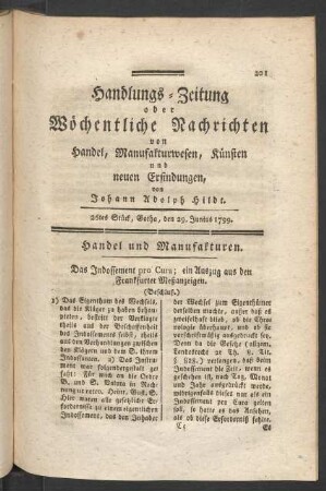26tes Stück, Gotha, den 29. Junius 1799.