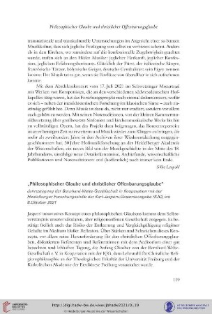 Philosophischer Glaube und christlicher Offenbarungsglaube : Jahrestagung der Bernhard-Welte-Gesellschaft in Kooperation mit der Heidelberger Forschungsstelle der Karl-Jaspers-Gesamtausgabe (KJG) am 8.Oktober 2021