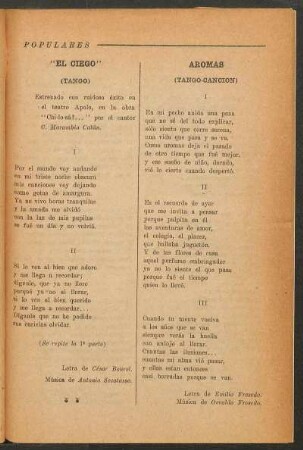 Aromas : (Tango-canción)
