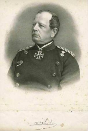 Graf August von Werder, General der Infanterie, in Uniform und Orden Eisernes Kreuz, Brustbild in Halbprofil