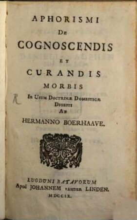 Aphorismi de cognoscendis et curandis morbis
