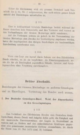 1. Der Deutsche Grosslogen-Bund. Wahl der Abgeordneten zu den Grosslogentagen.