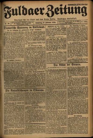 Ausgabe vom Samstag, den 13. Februar 1926.