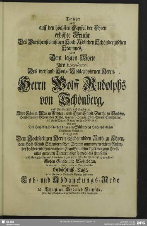 Abdankung : Lob- und Abdanckungs-Rede