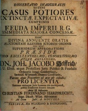 Diss. inaug. sistens casus potiores extinctae expectativae, cumprimis in feuda Imperii R. G. immediata maiora concessae