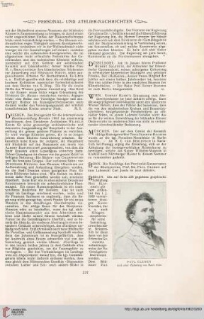 Personal- u. Atelier-Nachrichten - Von Ausstellungen und Sammlungen - Denkmäler