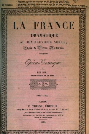 Les Dix : opéra-comique en 1 acte