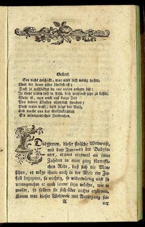 Diogenes, dieser stoische Weltweise...