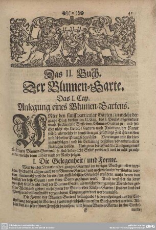 Das I. Cap. Anlegung eines Blumen-Gartens.
