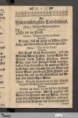Der Würtembergische Catechismus.