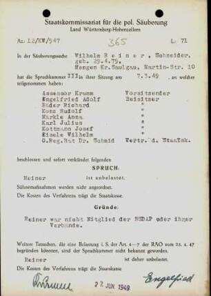 Reiner, Wilhelm