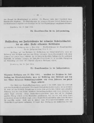 Vollstreckung von Freiheitsstrafen bei teilweiser Unbeitreibbarkeit der ab erster Stelle erkannten Geldstrafen