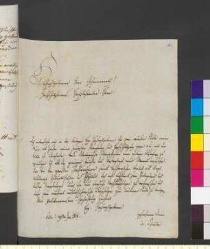 Brief von Schneider, Johann Joseph an Goethe, Johann Wolfgang von