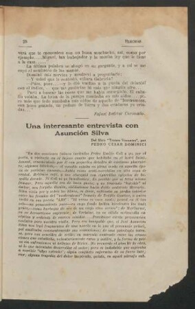 Una interesante entrevista con Asunción Silva : Del libro "Tronos Vacantes", por Pedro César Dominici