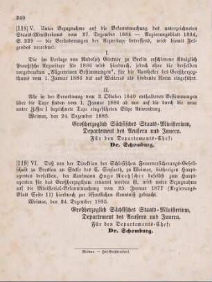 118. Ministerial-Bekanntmachung,die Arzneitaxe für das Jahr 1886 betreffend