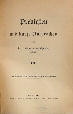 Predigten und kurze Ansprachen, 3