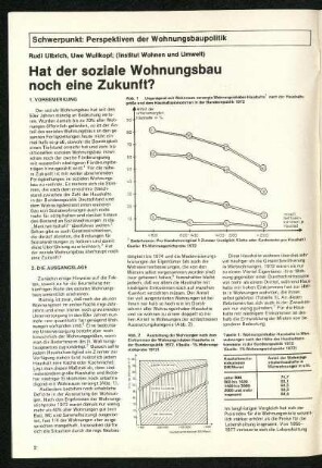 Schwerpunkt: Perspektiven der Wohnungsbaupolitik