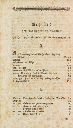 Register der vornehmsten Sachen