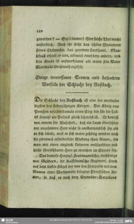 Einige interessante Scenen und besondere Vorfälle der Schlacht bei Roßbach