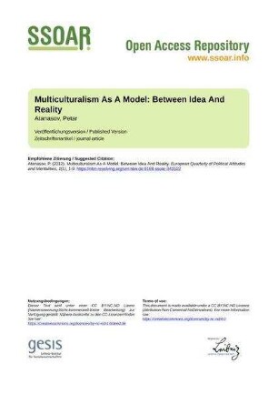 Multiculturalism As A Model: Between Idea And Reality