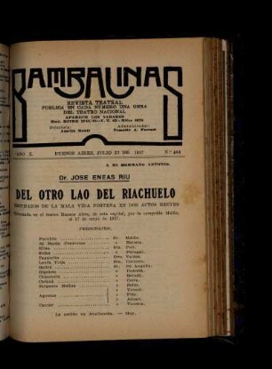 Del otro lado del riachuelo : brochazos de la mala vida porteña en dos actos breves