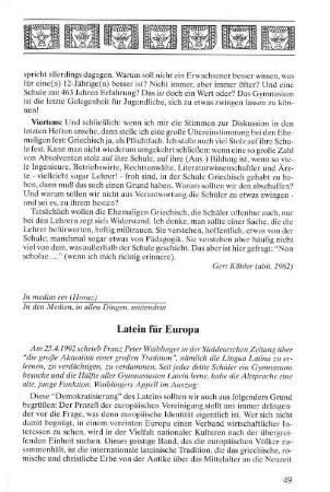 Latein für Europa