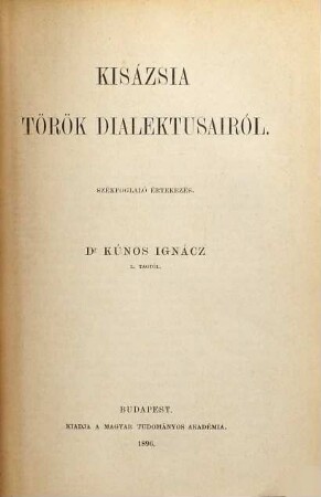 Értekezések a nyelv- és széptudományok köréből. 16. 1897 (1896), Nr. 9