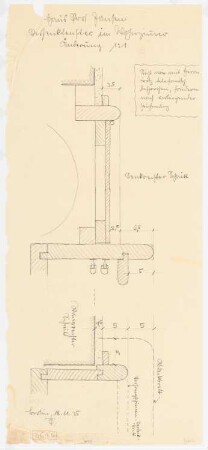 Haus Jansen, Berlin-Grunewald: Wohnzimmerfenster: vertikaler und horizontaler Schnitt 1:1
