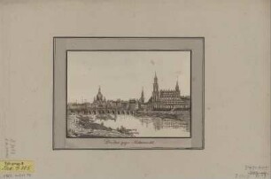 Ansicht von Dresden, Kupferstich, um 1800 : Dresden gegen Mitternacht. - [S.l.] , [um 1800]. - 1 Kunstbl. : getuschter Kupferst. ; 18 x 13 cm